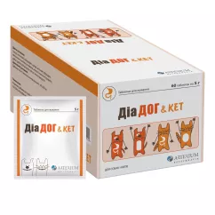 Таблетки для кошек и собак Артериум "Диа Дог & Кэт" на 20 кг, 1 таблетка (для устранения расстройств пищеварительного канала)