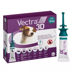 Капли на холку для собак Ceva "Vectra 3D" (Вектра 3D) от 4 до 10 кг, 1 пипетка (от внешних паразитов) (3411112281572)