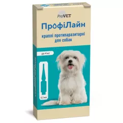 Краплі на холку для собак ProVET «ПрофіЛайн» до 4 кг, 4 піпетки (від зовнішніх паразитів) (PR240990)
