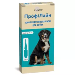 Краплі на холку для собак ProVET «ПрофіЛайн» від 20 до 40 кг, 4 піпетки (від зовнішніх паразитів) (PR240993)