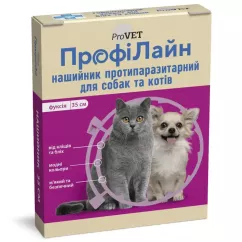 ProVET ПрофиЛайн ошейник для собак и котов от внешних паразитов розовый 35см
