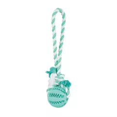 Игрушка для собак Trixie Мяч на веревке с ручкой «Denta Fun» 24 см, d=7 см (резина) (3299)