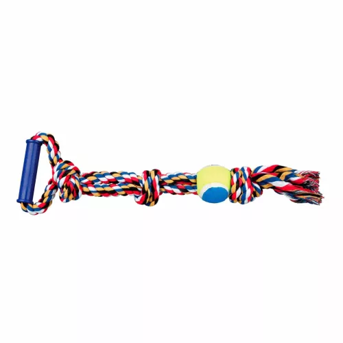 Игрушка для собак Trixie Канат плетеный с ручкой и мячом 50 см, d=6 см (текстиль, цвета в ассортименте) (3280) - фото №2