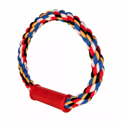 Іграшка для собак Trixie Кільце плетене з пластиковою ручкою d=30 см (текстиль, кольори в асортименті) (3277) - фото №2