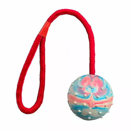 Игрушка для собак Trixie Мяч на веревке с ручкой 30 см, d=6 см (резина, цвета в ассортименте) (3305) - фото №2