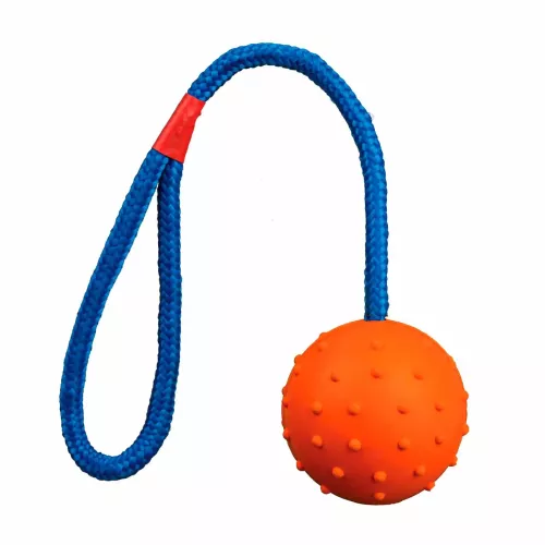 Іграшка для собак Trixie М'яч на мотузці з ручкою 30 см, d=6 см (гума, кольори в асортименті) (3305) - фото №3