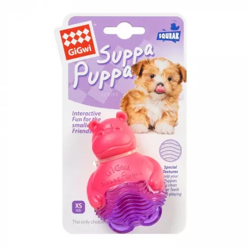 Бегемот с пищалкой GiGwi 9 см (резина) игрушка для собак - фото №2