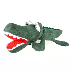 Duvo+ Крокодил плюшевий з пискавкою 24 х 7 х 7 см іграшка для собак