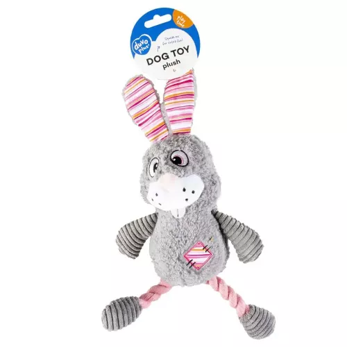 Duvo+ Кролик плюшевий з пискавкою 16 х 39 х 9 см (плюш) іграшка для собак - фото №2