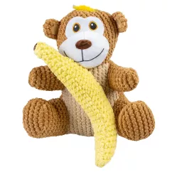 Duvo+ Мавпа з бананом плюшевий дует з пискавкою 22 х 19х 8 см іграшка для собак