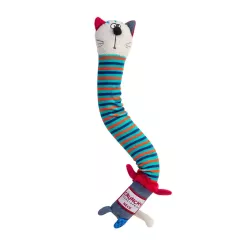 Кіт з хрусткою шиєю та пищалкою GiGwi Crunchy 28 см (текстиль) іграшка для собак