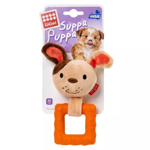 Собачка з пищалкою GiGwi Suppa Puppa 15 см (гума/текстиль) іграшка для собак - фото №2