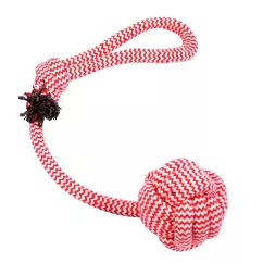 Duvo+ Канат плетений з м'ячем та петлею 35 см (текстиль) іграшка для собак