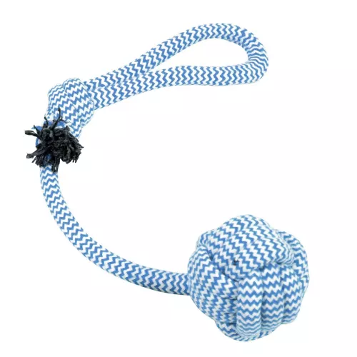 Duvo+ Канат плетений з м'ячем та петлею 35 см (текстиль) іграшка для собак - фото №2