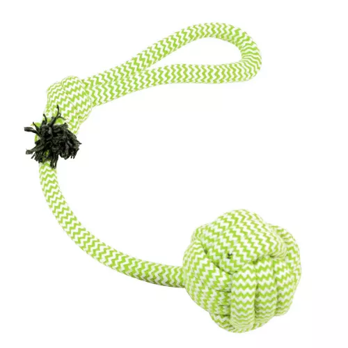 Duvo+ Канат плетений з м'ячем та петлею 35 см (текстиль) іграшка для собак - фото №4