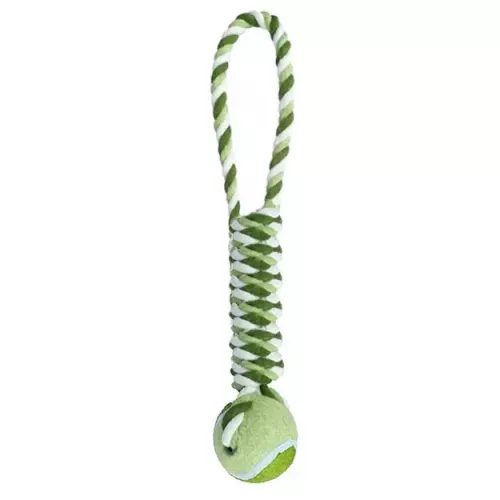 Ebi Канат плетений з м'ячем 30 см (текстиль) іграшка для собак - фото №3