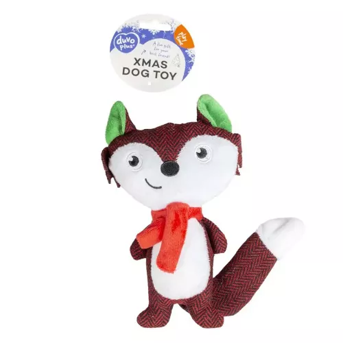 Duvo+ Лисичка з пискавкою 18 x 15 x 5 см (плюш) Різдвяна іграшка для собак - фото №2