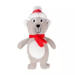 Duvo+ Ведмедик з пискавкою 22 x 11 x 5 см (плюш) Різдвяна іграшка для собак