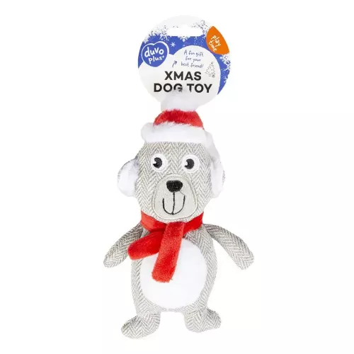 Duvo+ Мишка с пискавкой 22 x 11 x 5 см (плюш) Рождественская игрушка для собак - фото №2