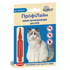 Краплі на холку для котів ProVET «ПрофіЛайн» від 4 до 8 кг, 1 піпетка (від зовнішніх паразитів) (PR241267)