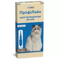 Краплі на холку для котів ProVET «ПрофіЛайн» від 4 до 8 кг, 4 піпетки (від зовнішніх паразитів) (PR240989)