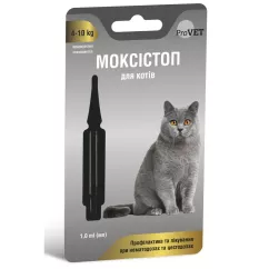 Капли на холку для кошек ProVET МОКСИСТОП от 4-10кг (для лечения и профилактики гельминтозов) 1 пипетка (PR241915)