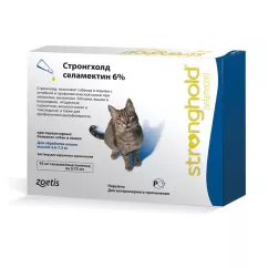Zoetis Стронгхолд 6% для котів Краплі на загривку від зовнішніх та внутрішніх паразитів 0,75 мл 2,6-