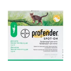 Краплі Profender для котів від 0,5 до 2,5 кг (для лікування та профілактики гельмінтозів) (91023)