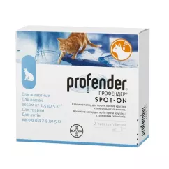 Капли Bayer Profender для кошек от 2,5 до 5 кг (для лечения и профилактики гельминтозов) (91024)
