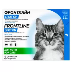 Капли на холку для кошек Boehringer Ingelheim (Merial) «Frontline»(Фронтлайн) 3 пипетки (от внешних паразитов) (1200893)