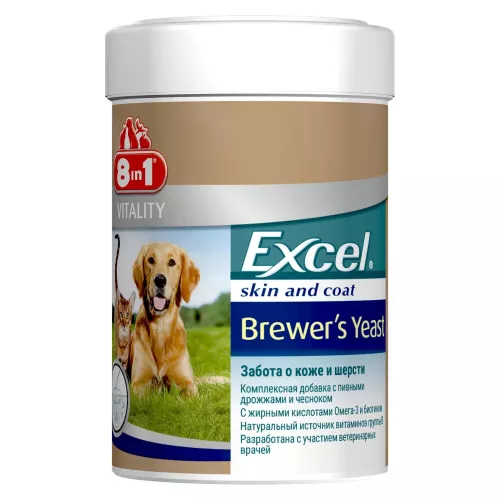 8in1 Excel Brewers Yeast пивні дріжджі для котів та собак 1430 таблеток - фото №2