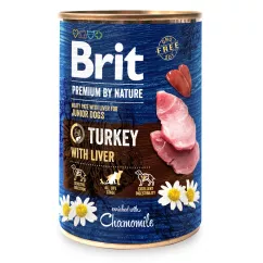Вологий корм для цуценят та молодих собак Brit Premium By Nature Turkey with Liver 400 г (індичка) (100408/8553)