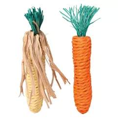 Іграшка для гризунів Trixie Кукурудза та морквина 15 см, набір 2 шт. (натуральні матеріали) (6192)