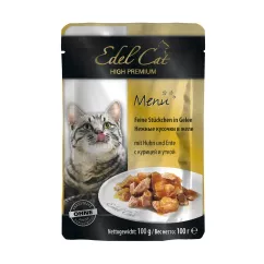 Влажный корм для кошек Edel Cat pouch 100 г (курица и утка в желе) (1002027/80020/1000314)