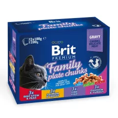 Вологий корм для котів Brit Premium Cat Family Plate pouches 1200 г (асорті з 4 смаків «Сімейна тарілка») (100278 /506255)