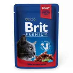 Влажный корм для кошек Brit Premium Cat Beef Stew & Peas pouch 100 г (тушеная говядина и горох) (100270 /505982)