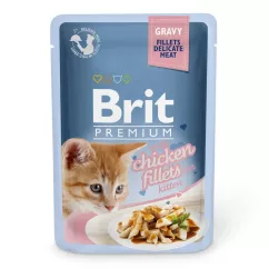 Вологий корм для кошенят Brit Premium Cat Chicken Fillets for Kitten Gravy pouch 85 г (філе курки в соусі) (111255/579)