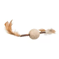 Trixie Мяч на палочке с перьями 20 см (джут) игрушка для котов
