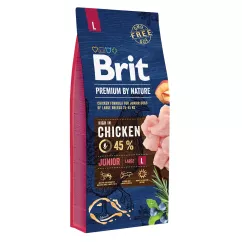 Brit Premium Junior L 15 kg (курица) сухой корм для щенков и молодых собак больших пород