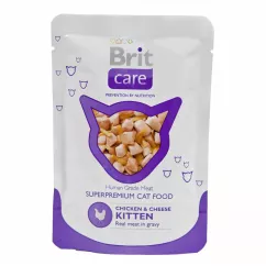 Вологий корм для кошенят Brit Care Cat Chicken & Cheese Kitten pouch 80 г (курка та сир) (100262/100122)