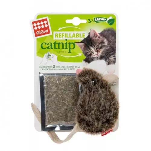Мышка с мятой GiGwi Catnip 10 см (текстиль) игрушка для кота - фото №2
