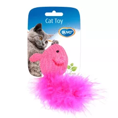 Duvo+ Миша вовняна з пір'ям 10 х 6 х 4 см (в асортименті) іграшка для котів