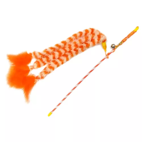 GimCat Удочка с тремя хвостами 46 см (текстиль) игрушка для котов - фото №2