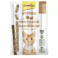 Ласощі для котів GimCat Sticks 4 шт. (індичка та кролик) (G-420905/420530)