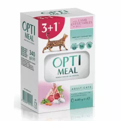 Набір 3+1 вологий корм для дорослих котів Optimeal, 340 г (ягня та овочі) (B2720301)