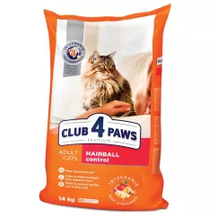 Клуб 4 лапы Premium 14 кг (курица) сухой корм для котов с эффектом вывода шерсти