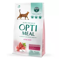 Сухой корм для взрослых кошек с высоким содержанием телятины Optimeal 700 г (B1810502)