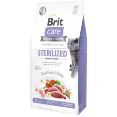 Сухой корм для стерелизованных кошек с лишним весом Brit Care Cat GF Sterilized Weight Control 7 кг (утка и индейка) (171293/0785)