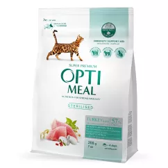 Optimeal Sterilised 200 г (індичка та овес) сухий корм для стерилізованих котів