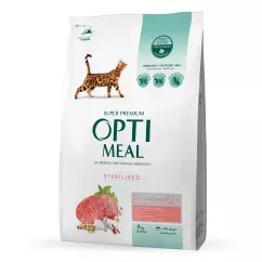 Сухой корм для кошек Optimeal Sterilised Beef Sorghum 4 кг (говядина и сорго) (B1841401)